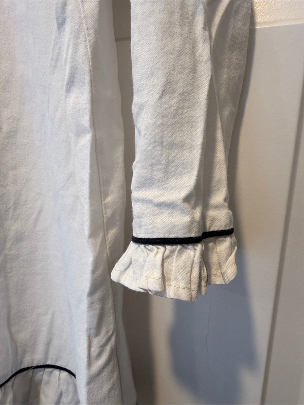 Petite Plume Victoria Girls Cotton Nightgown White with Black Trim 5 - Picture 4 of 7